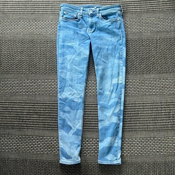 Rag & Bone - blue denim faded camo jeans - Cate Mid Rise Skinny - size 25 - Picture 1 of 6